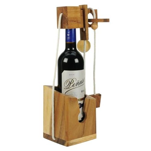 Casse-tête de bouteille en bois, fabriqué à la main, cadeau original favorisant les interactions et les défis, adaptable à différentes bouteilles.