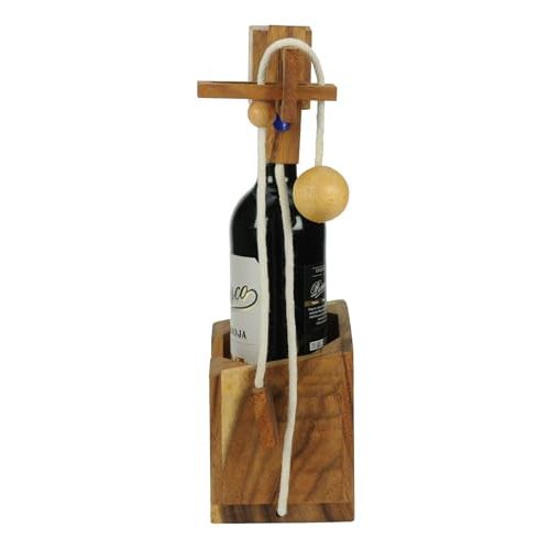 Casse-tête de bouteille en bois, fabriqué à la main, cadeau original favorisant les interactions et les défis, adaptable à différentes bouteilles.