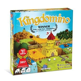 Boîte de jeu Kingdomino pour enfants - jeu de société tactique avec dominos colorés et couronnes pour développement stratégique