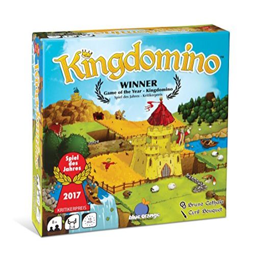 Boîte de jeu Kingdomino pour enfants - jeu de société tactique avec dominos colorés et couronnes pour développement stratégique