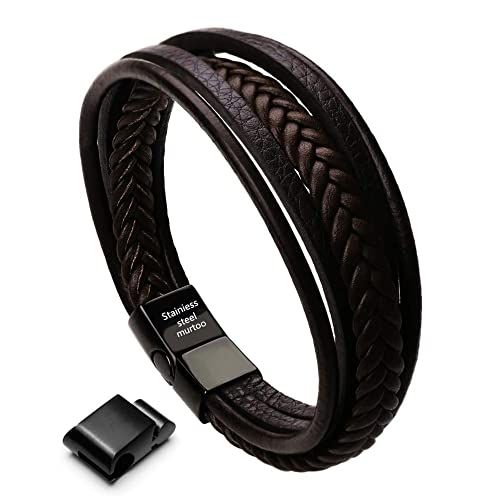 Bracelet en cuir pour homme élégant avec fermoir magnétique résistant