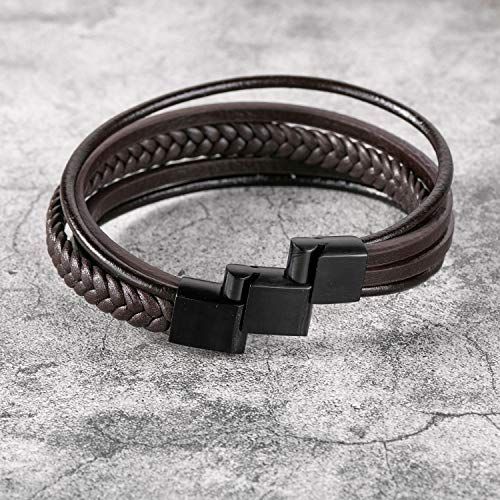 Bracelet en cuir pour homme élégant avec fermoir magnétique résistant