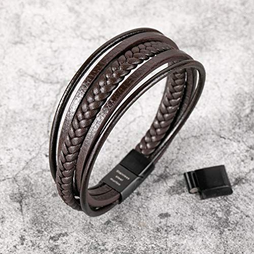Bracelet en cuir pour homme élégant avec fermoir magnétique résistant