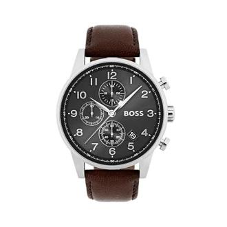 Montre Hubo Boss analogique quartz, cadeau élégant et sophistiqué avec bracelet en acier inoxydable et cadran noir.