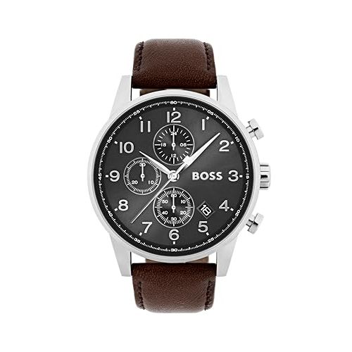 Montre Hubo Boss analogique quartz, cadeau élégant et sophistiqué avec bracelet en acier inoxydable et cadran noir.