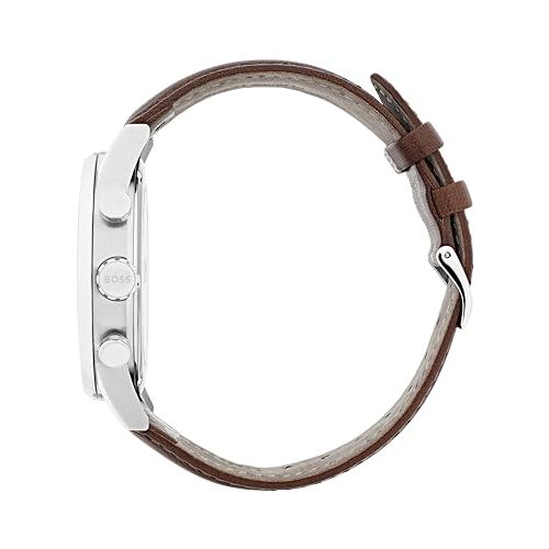 Montre Hubo Boss analogique quartz, cadeau élégant et sophistiqué avec bracelet en acier inoxydable et cadran noir.