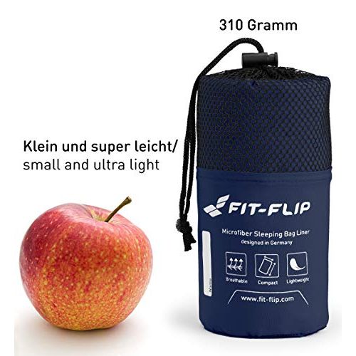 Drap de couchage Fit-Flip adulte, compact, léger, confortable, 220x90 cm, microfibre, idéal camping, voyages, cadeau aventuriers