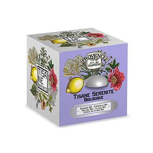 Coffret métal tisane Bio Provence d'Antan, 24 sachets mélisse, citron, camomille, tilleul, bien-être et relaxation.