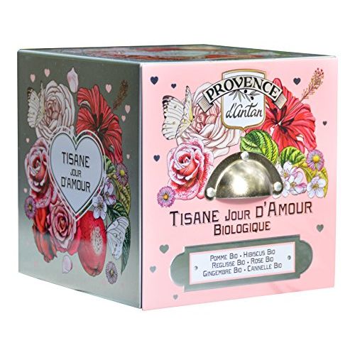 Coffret Tisane Bio Jour d'Amour, design élégant, arômes envoûtants.