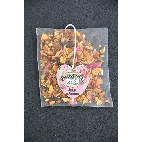 Coffret Tisane Bio Jour d'amour de Provence d'Antan, boîte métallique vintage avec ingrédients bio.