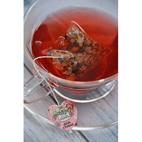 Coffret Tisane Bio Jour d'amour de Provence d'Antan, boîte métallique vintage avec ingrédients bio.
