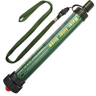 Filtre d'eau portable DeFe pour randonnée, élimine 99,999% des bactéries.