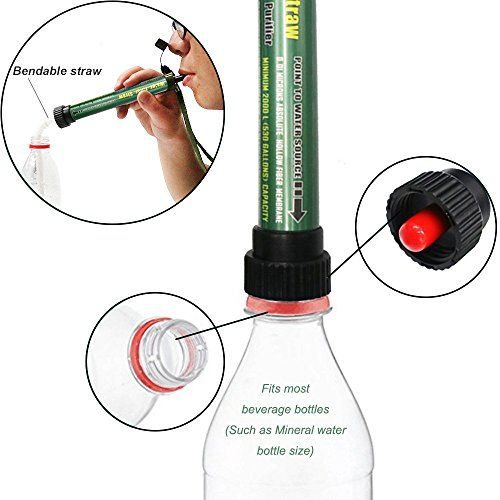 Filtre d'eau portable DeFe pour randonnée, élimine 99,999% des bactéries.