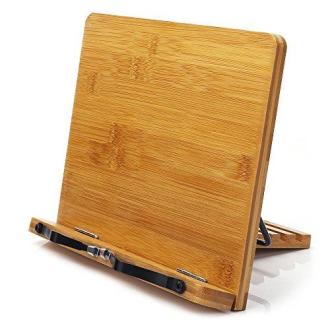Lutrin de cuisine en bois WishAcc élégant et durable pour livres de recettes et tablettes, en bambou