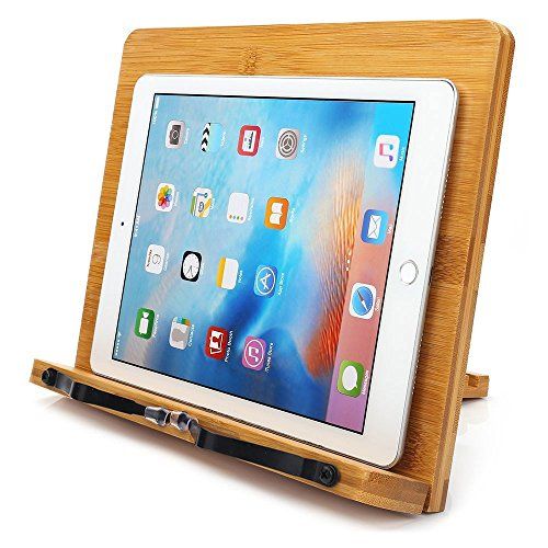 Lutrin de cuisine en bois WishAcc élégant et durable pour livres de recettes et tablettes, en bambou