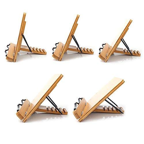 Lutrin de cuisine en bois WishAcc élégant et durable pour livres de recettes et tablettes, en bambou