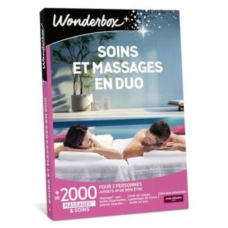 Coffret cadeau bien-être Wonderbox pour couples, massage, soin visage, balnéothérapie, moment détente, idée cadeau relaxation, 2000 activités, validité 3 ans, surprise.