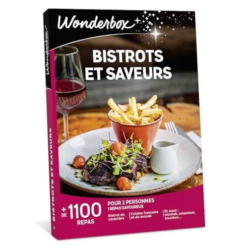 Coffret cadeau Wonderbox, 1100 repas bistrots, brasseries, expérience culinaire, PACS célébration, validité 3 ans 3 mois.