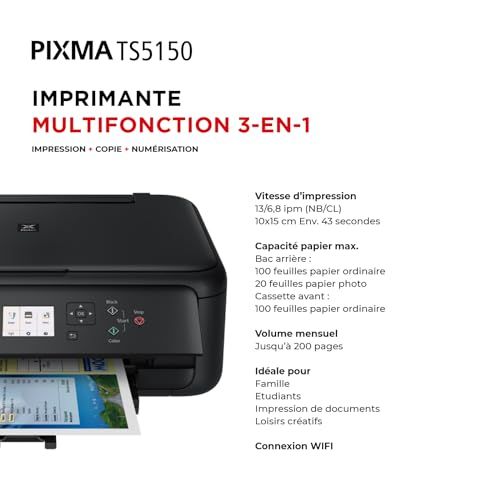 Imprimante Canon PIXMA TS5150 wifi Airprint compatible iPad pour impression photo et documents.