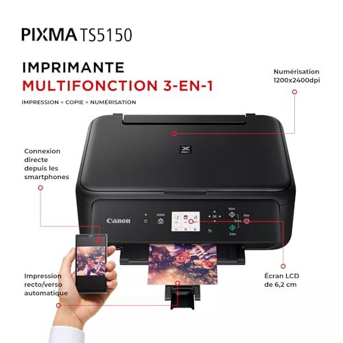 Imprimante Canon PIXMA TS5150 wifi Airprint compatible iPad pour impression photo et documents.