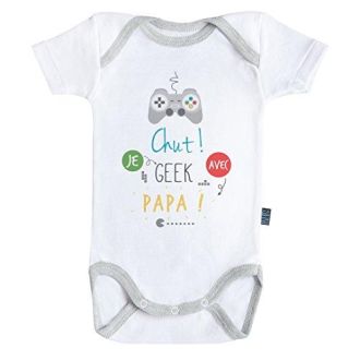 Body bébé coton Futur Geek original avec boutons pression sans nickel pour nouveau-né