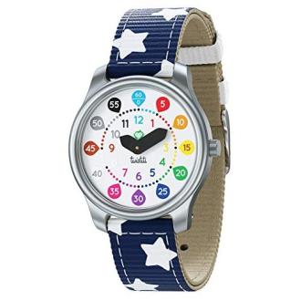 Montre éducative Twistiti colorée pour enfants, cadran intuitif, bracelet adaptable.