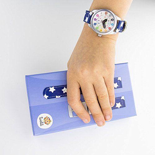 Montre éducative Twistiti colorée pour enfants, cadran intuitif, bracelet adaptable.