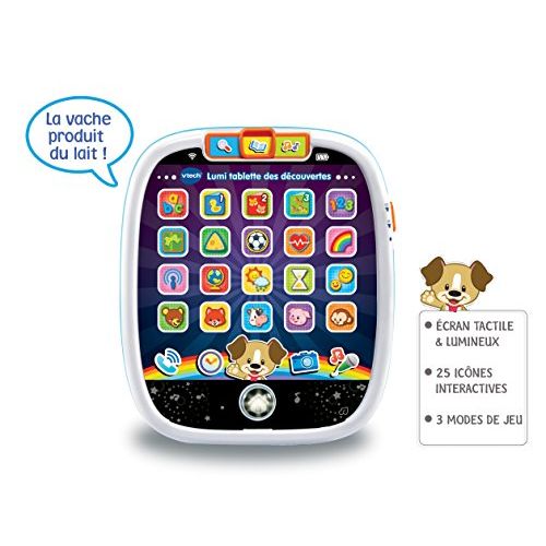 Lumi Tablette des Découvertes de Vtech pour enfant de 1 à 3 ans, jeux éducatifs interactifs et design ergonomique.