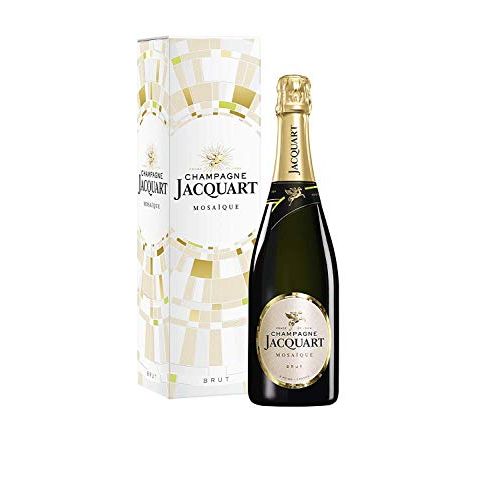 Bouteille de Champagne Jacquart Mosaïque Brut élégante pour cadeau d'occasion spéciale avec étui.