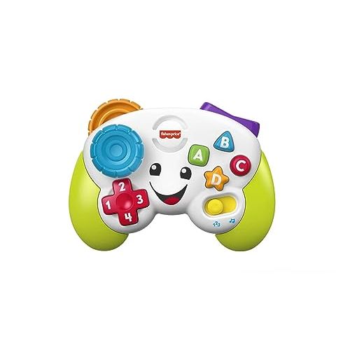 Manette éducative Fisher-Price pour bébés, avec boutons colorés et sons pour apprentissage ludique.