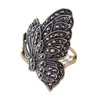 Bague Argent Marcassite pour femme - Design élégant avec cristaux de marcassite et coffret-cadeau luxueux - Idée cadeau parfaite pour les femmes sophistiquées.