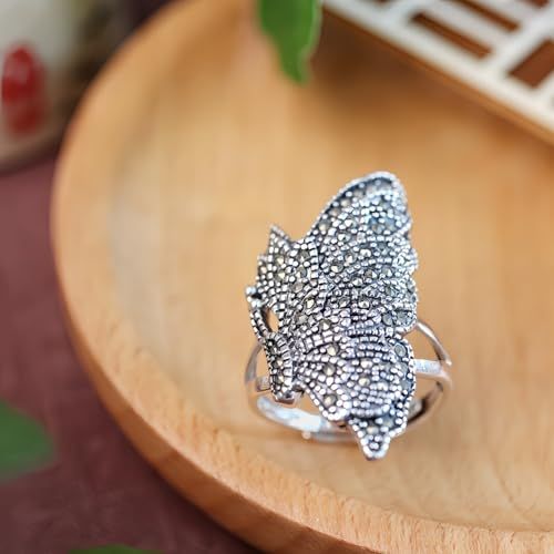 Bague Argent Marcassite pour femme - Design élégant avec cristaux de marcassite et coffret-cadeau luxueux - Idée cadeau parfaite pour les femmes sophistiquées.