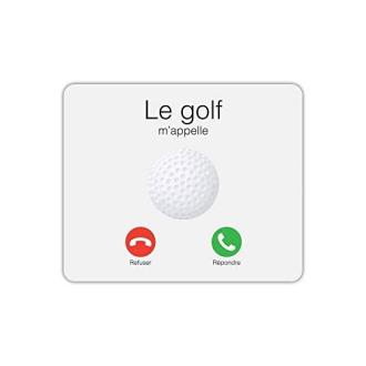 Tapis de souris golf humoristique avec message 'Le Golf m'appelle'