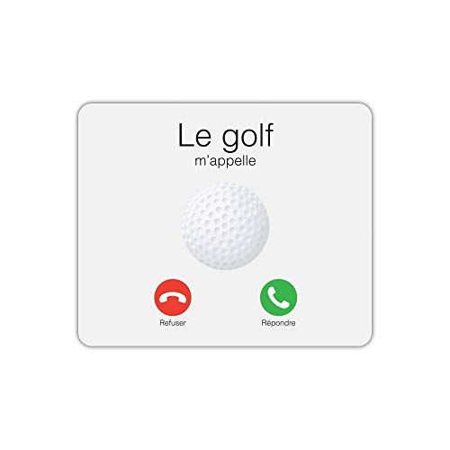Tapis de souris golf humoristique avec message 'Le Golf m'appelle'