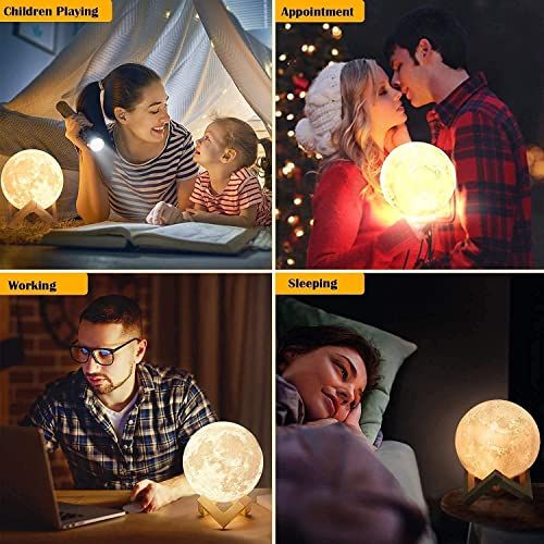 Lampe lune avec socle et télécommande
