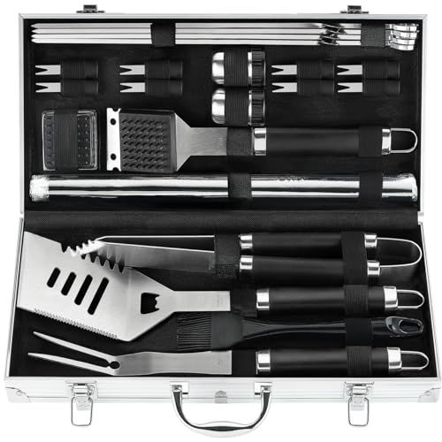 Mallette barbecue complète outils inox pour maître-grilladin.