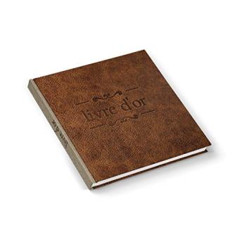 Livre d'or mariage Logbuch-Verlag, couverture cuir marron, 164 pages vierges, parfait pour souvenirs et vœux des invités. Cadeau original et personnalisable.