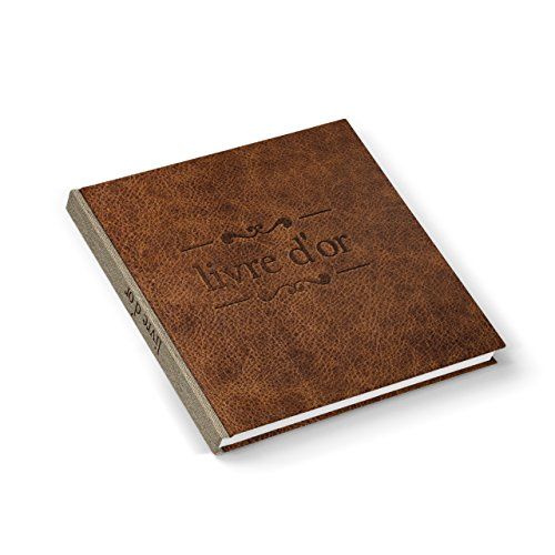 Livre d'or mariage Logbuch-Verlag, couverture cuir marron, 164 pages vierges, parfait pour souvenirs et vœux des invités. Cadeau original et personnalisable.