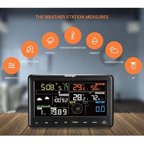 Station météorologique professionnelle avec écran LCD couleur, WiFi et alertes automatiques pour une consultation facile des conditions météorologiques en temps réel.