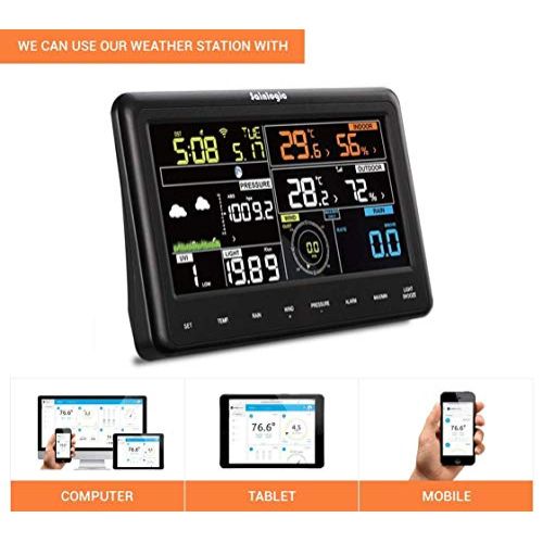 Station météorologique professionnelle avec écran LCD couleur, WiFi et alertes automatiques pour une consultation facile des conditions météorologiques en temps réel.