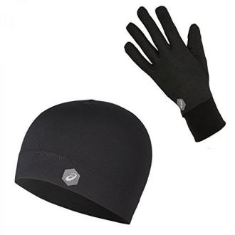 Kit running ASICS bonnet et gants pour courir en hiver, alliant chaleur, confort et performance, cadeau idéal pour sportifs passionnés.