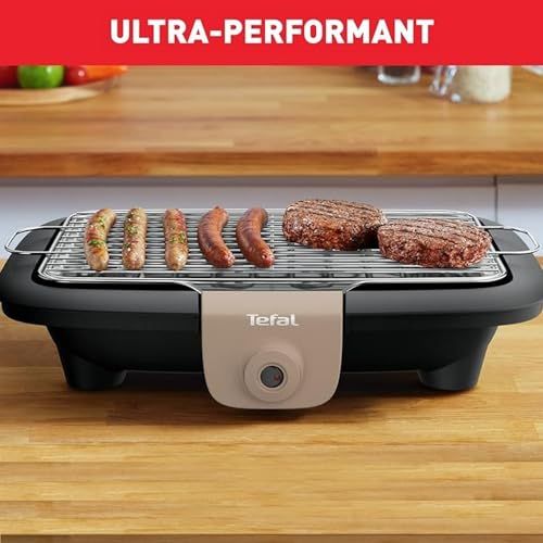 Barbecue électrique Tefal Easygrill, grillades sans fumée, avec grille inox et bac à eau.