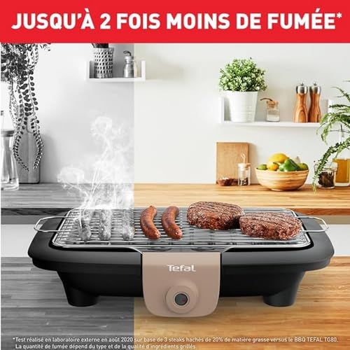 Barbecue électrique Tefal Easygrill, grillades sans fumée, avec grille inox et bac à eau.