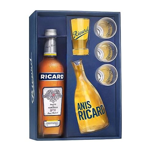 Coffret Ricard vintage des années 50 avec verres, idéal apéritifs