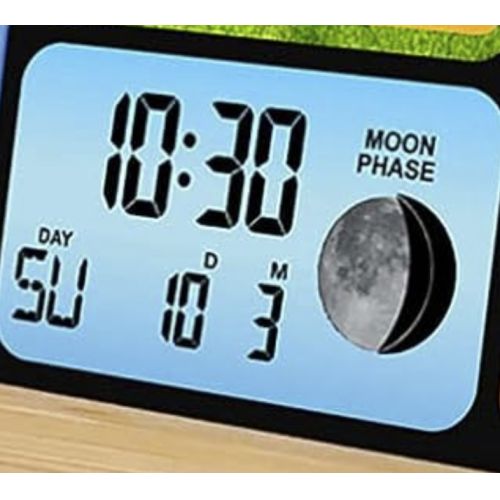 Station météo en bois avec thermomètre, humidité, baromètre et phases lunaires. Le cadeau idéal pour les amateurs de météorologie et les passionnés de nature.