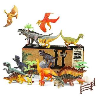 Lot de jouets dinosaures - Idée cadeau pour les passionnés de dinosaures. 17 dinosaures différents, accessoires inclus. Stimule l'imagination et recrée le monde préhistorique. Bon rapport qualité/prix. Parfait cadeau d'anniversaire ou surprise spéciale.