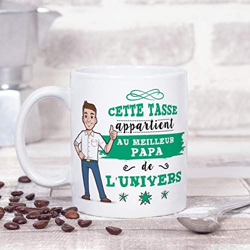 Mug céramique Meilleur papa de l'univers pour la fête des pères. Compatible micro-onde et lave-vaisselle.