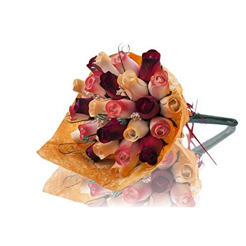 Bouquet de roses en bois de bouleau pour une femme de 60 ans