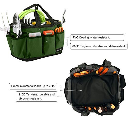 Sacoche de jardinage durable en polyester imperméable, multiple poches, transport facile; cadeau idéal pour passionnés de jardinage.