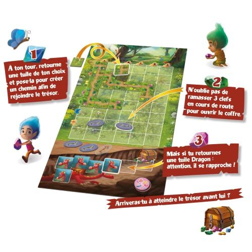 Jeu Le Trésor des Lutins de Gigamic, aventure coopérative féérique pour enfants, idéal pour cadeaux et renforce esprit d'équipe.